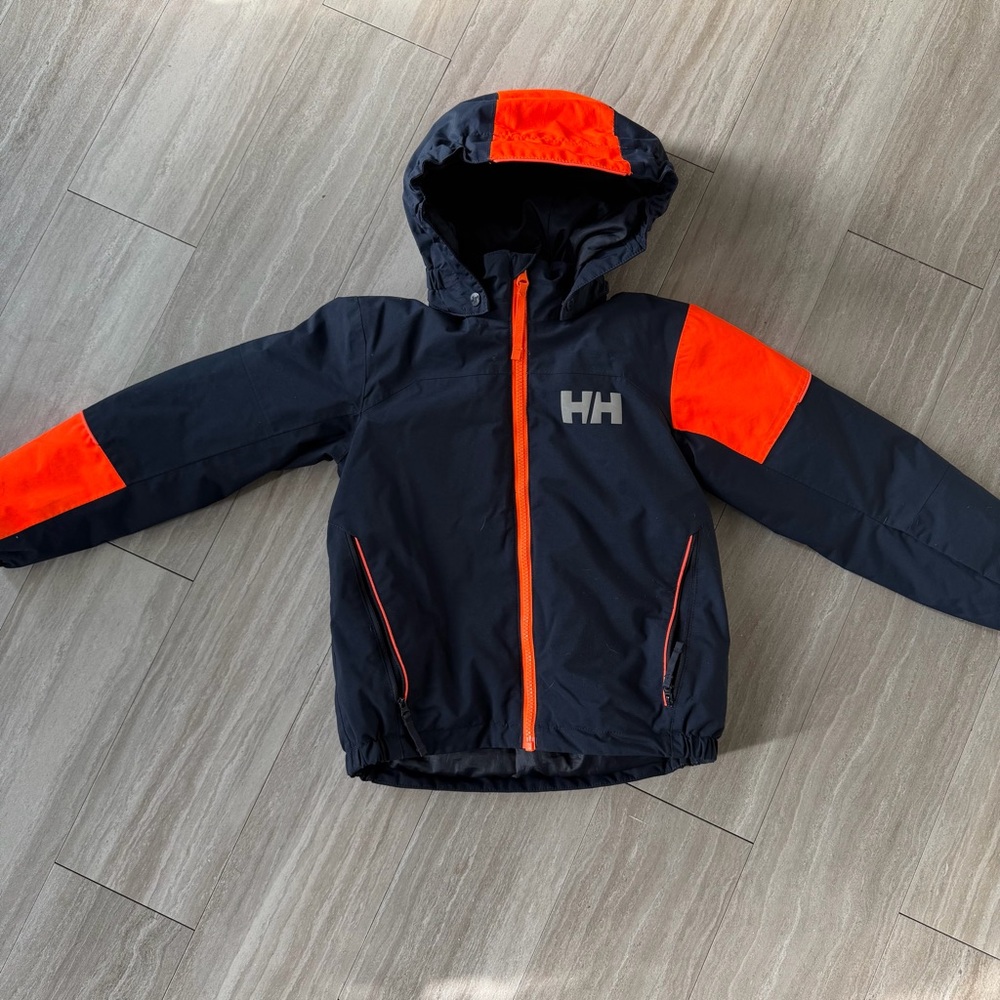 Helly Hansen Black and Bright Orange Kids' Ski Winter Jacket